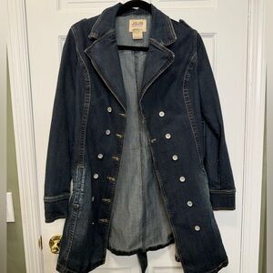 JouJou Premium Denim Long Belted Jacket Size Large